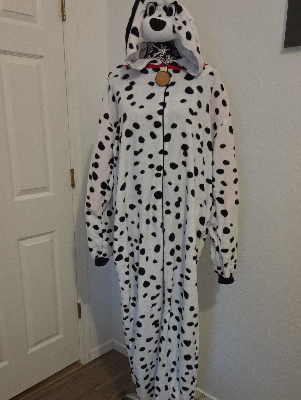 Dalmatian Print Hooded Onesie  - White with Black Spots